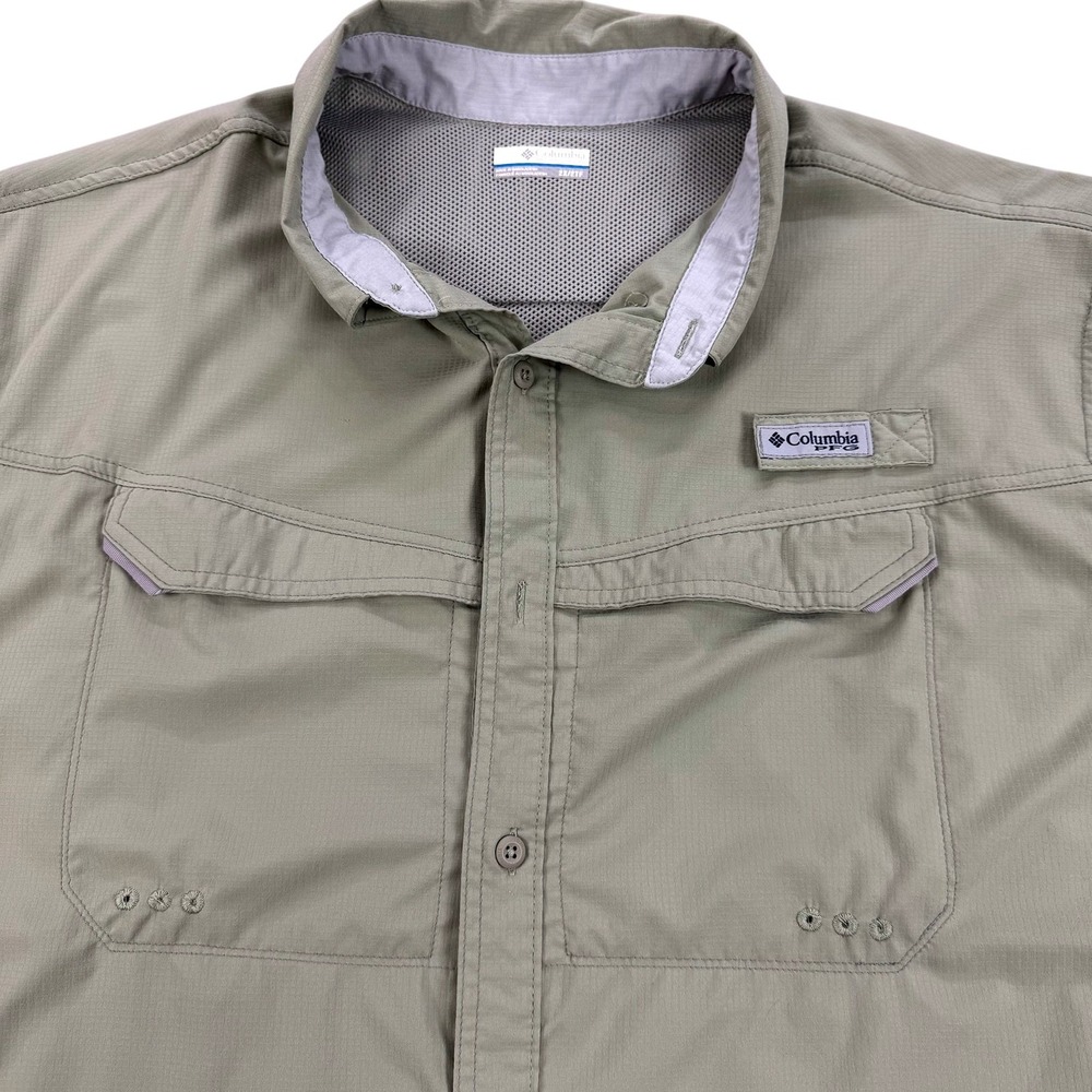 Columbia PFG Low Drag Offshore Fishing Shirt Men's 2X Olive Green Outdoor Fish